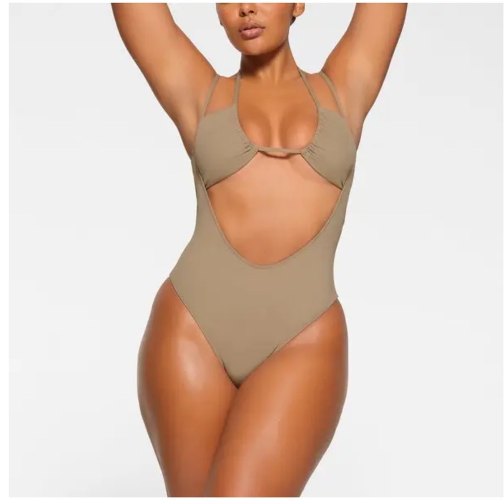 Skims swim cut out open bust one piece